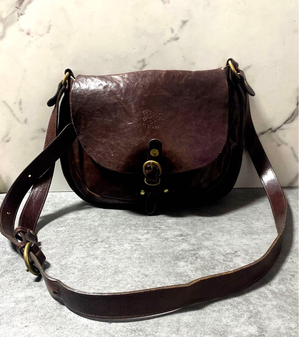 【✨希少✨】イルビゾンテ ロゴ刻印 ショルダーバッグ レザー 茶色