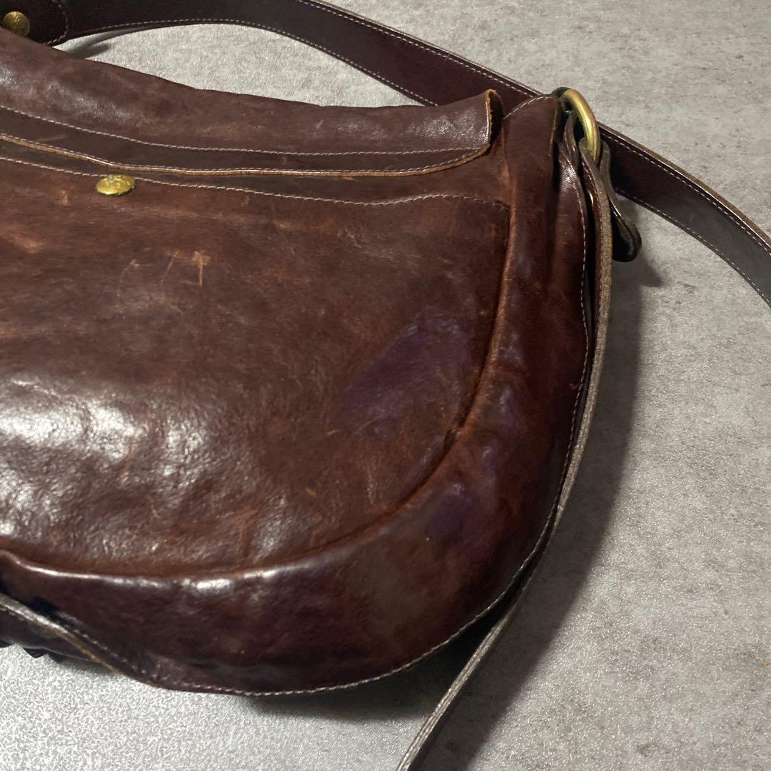 【✨希少✨】イルビゾンテ ロゴ刻印 ショルダーバッグ レザー 茶色