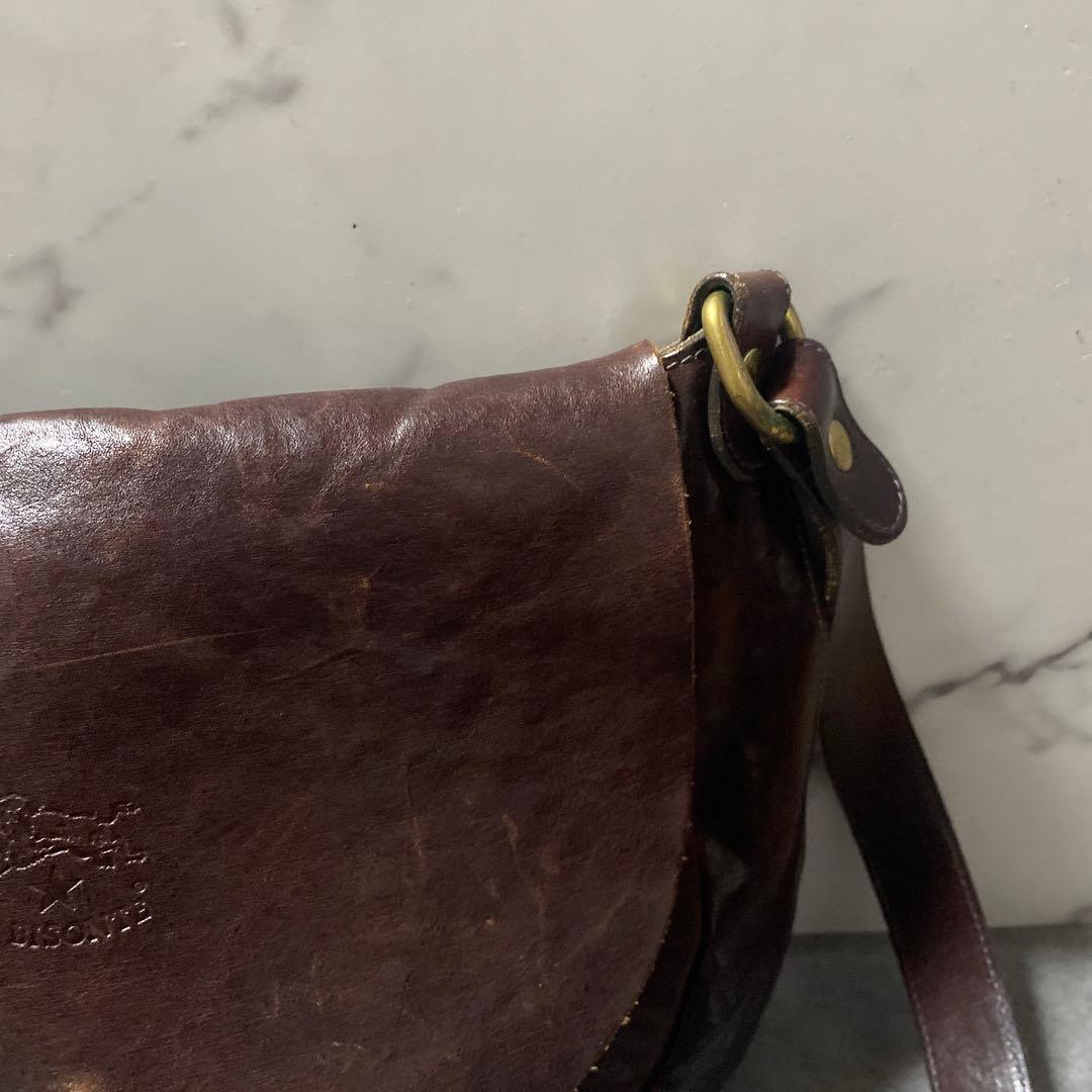 【✨希少✨】イルビゾンテ ロゴ刻印 ショルダーバッグ レザー 茶色