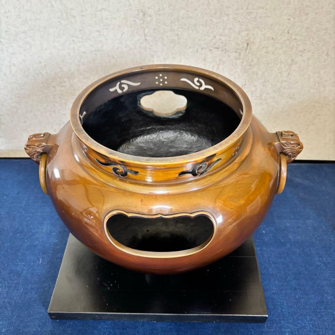 人間国宝敬典造 風炉 炉釜 電熱器 唐銅鬼面風炉釜 野々田電熱器 敷板 茶道具