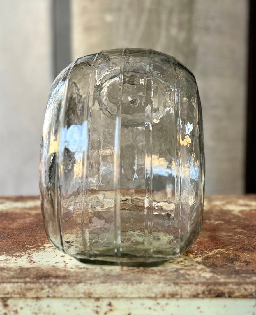 レトロ　猫ビン　でんでん太鼓　飴屋瓶　菓子瓶　アンティーク　ガラス　ガラス蓋付き