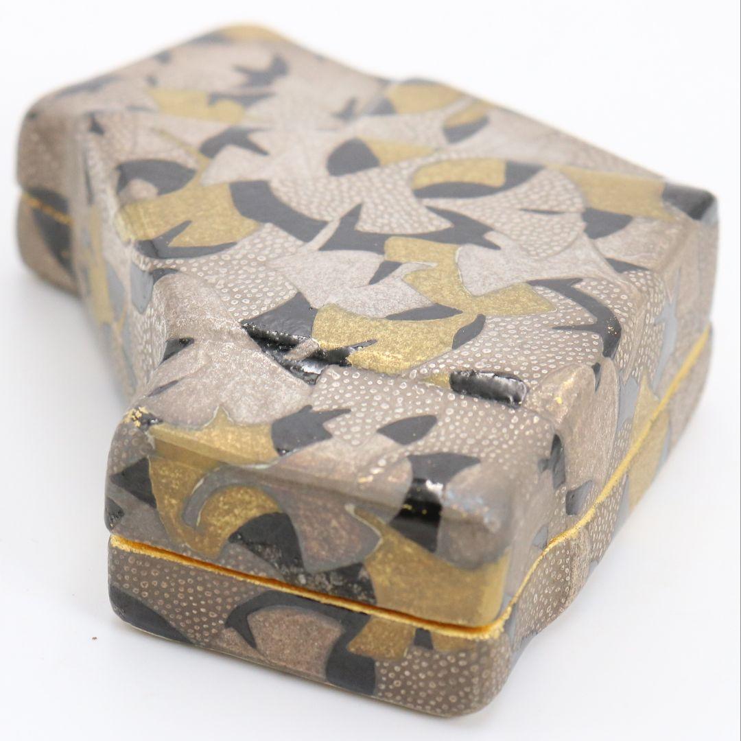 浅野紫仙作 銀杏ちらし 香合 茶道具 共箱　V901