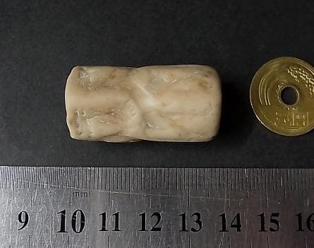 ★B1204★古代石 (259) 大型　円筒印章　古代オリエント　出土品
