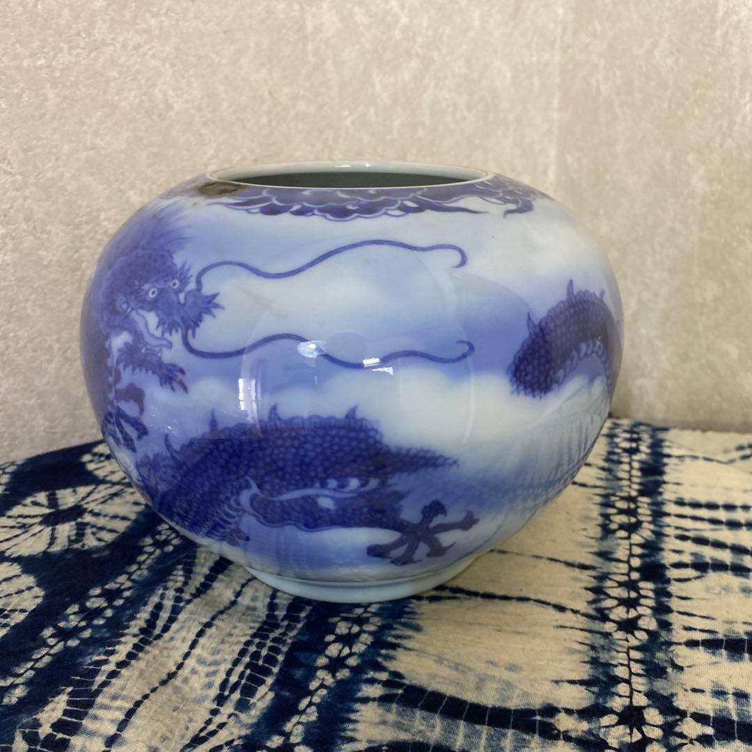 真葛香山　染付龍花瓶