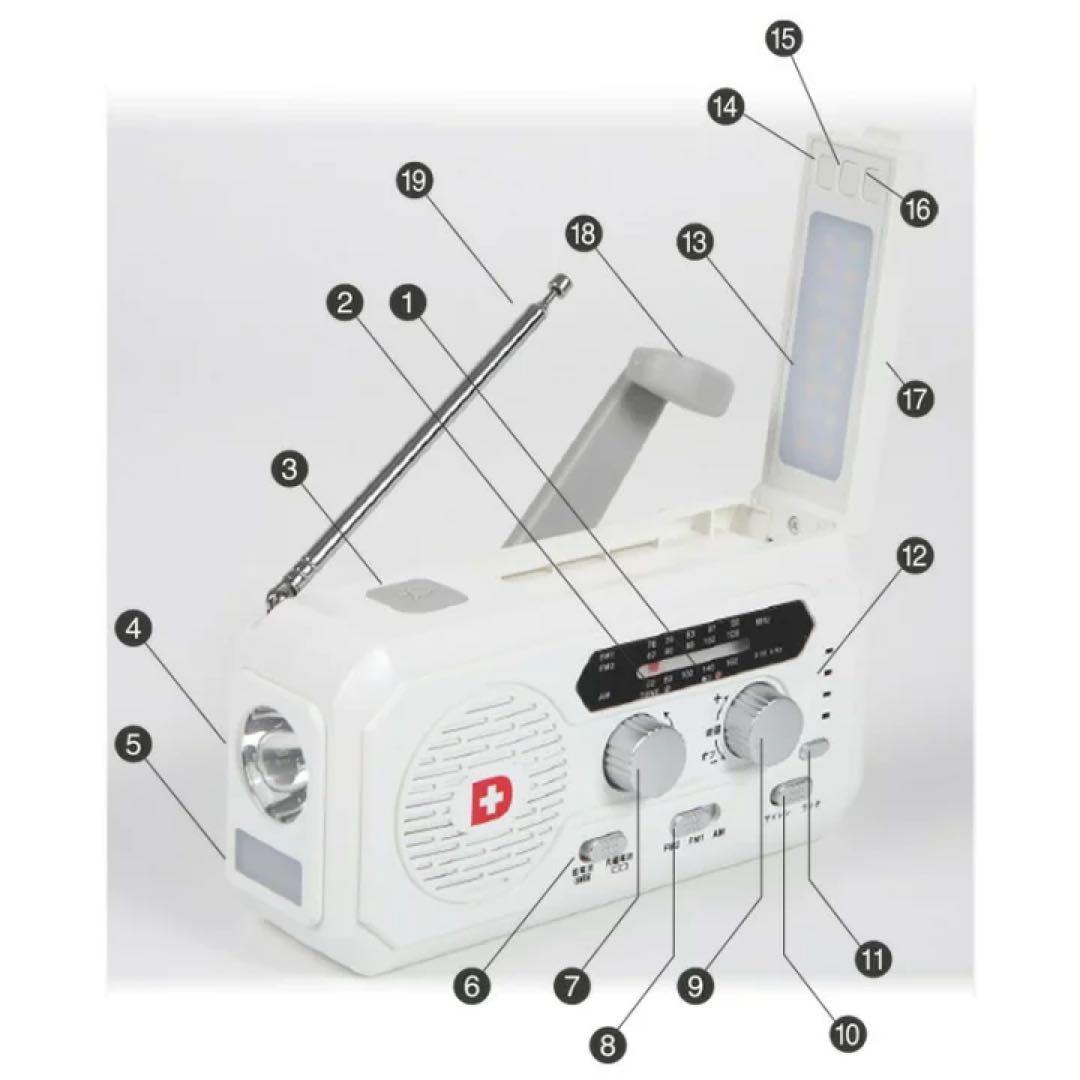 防災ラジオソーラー多機能ラジオライト5000mAhふスマホ充電　防災士監修品‼︎