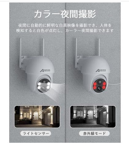 500万超高画素・工事不要 家族共有 360°全方位監視　防水防塵　双方向会話