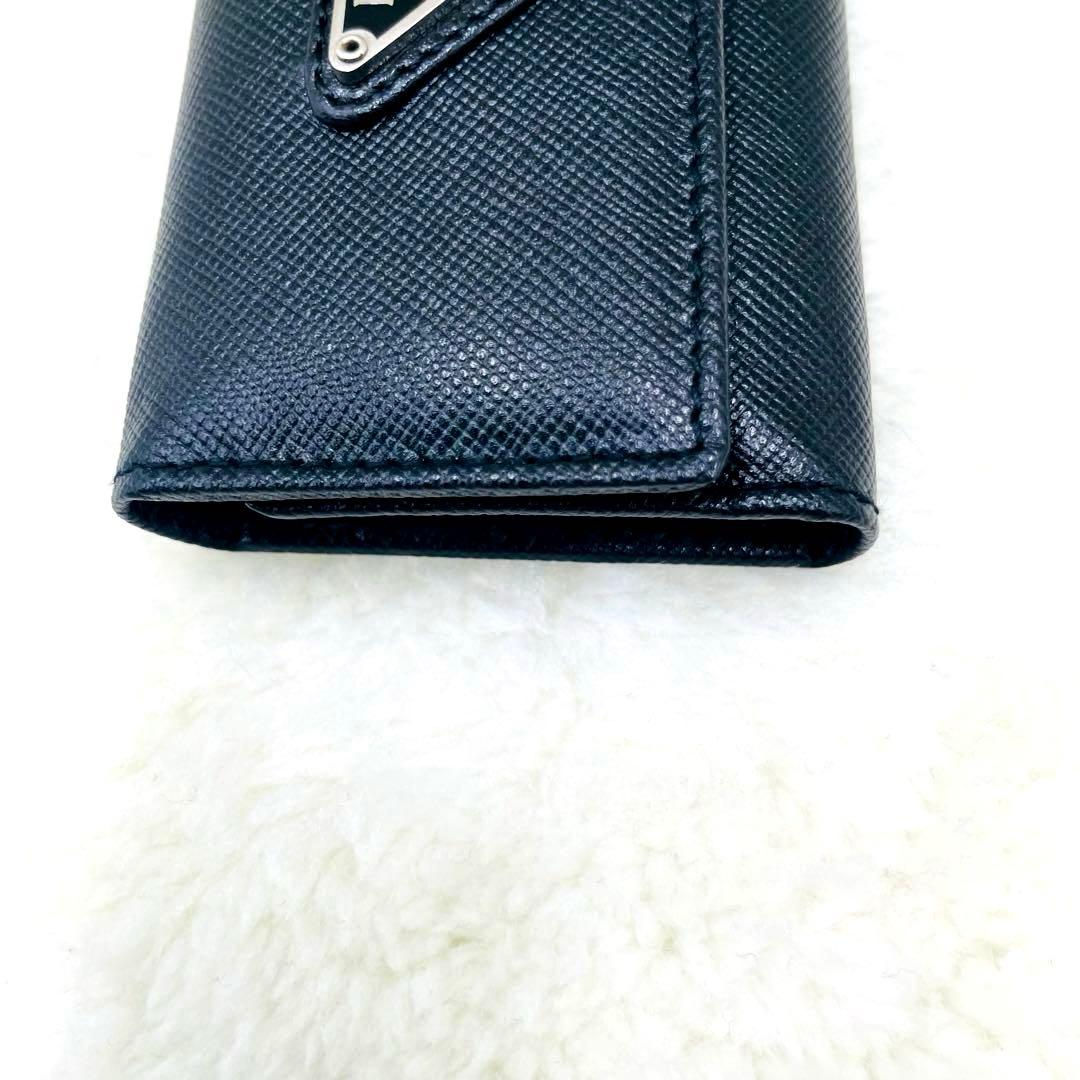 極美品 PRADA 6連 キーケース 三角ロゴ サフィアーノ ブラック 付属品有