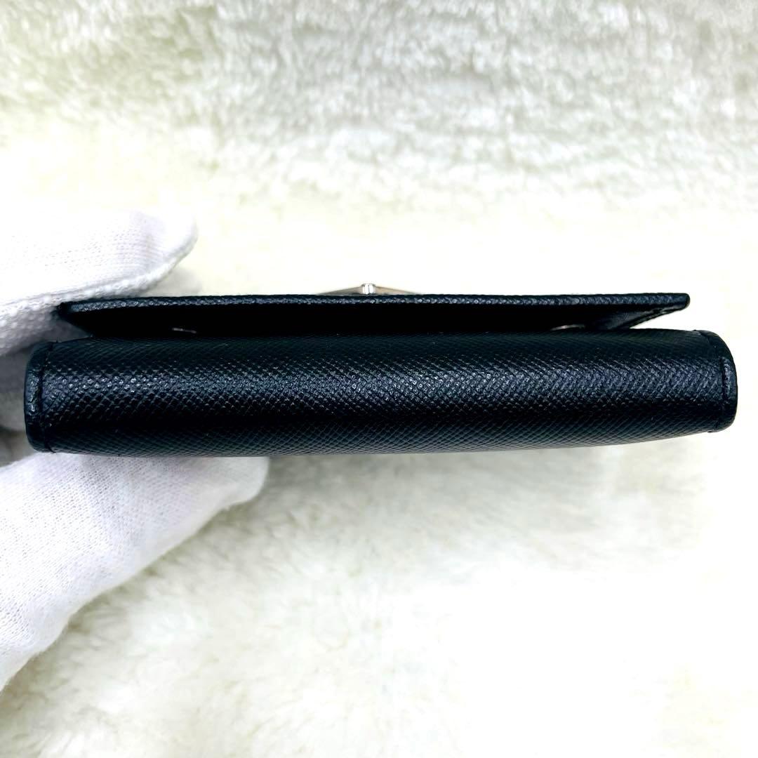 極美品 PRADA 6連 キーケース 三角ロゴ サフィアーノ ブラック 付属品有