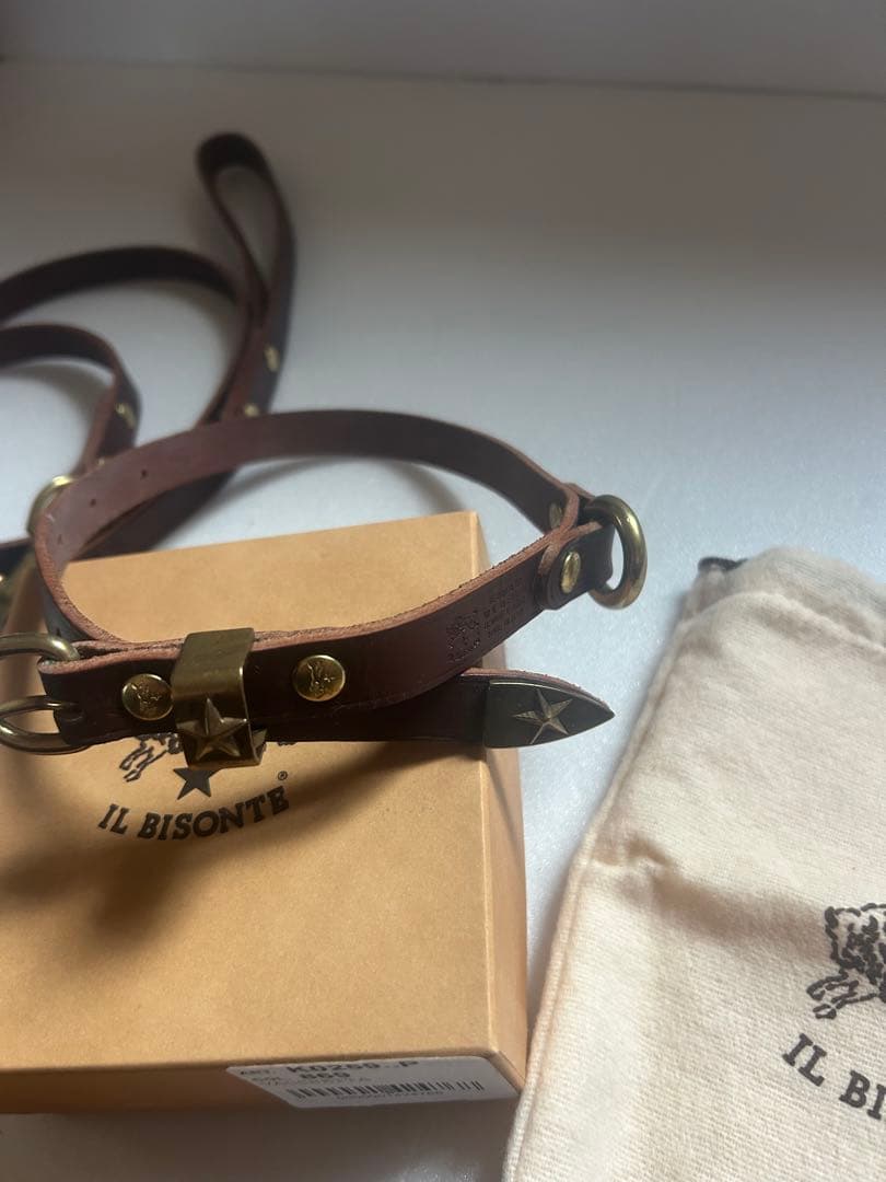 IL BISONTE 犬用品　茶　イルビゾンテ ドッグ　リード　首輪　セット