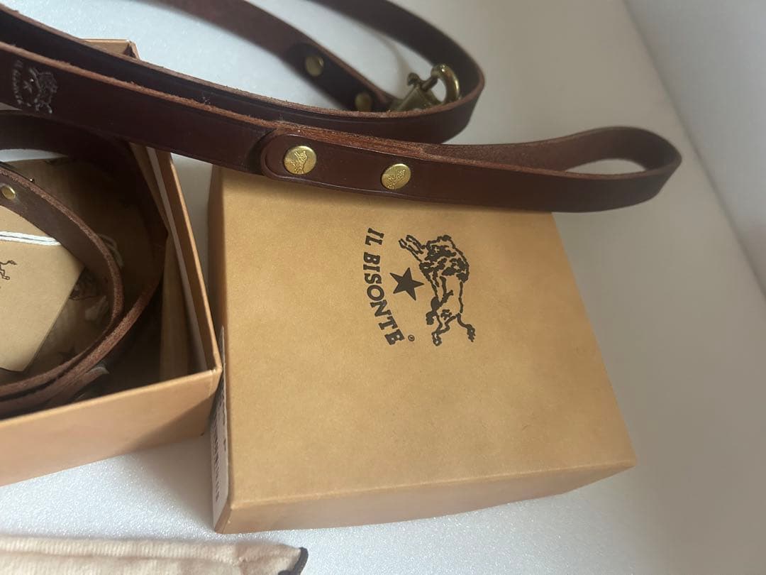 IL BISONTE 犬用品　茶　イルビゾンテ ドッグ　リード　首輪　セット