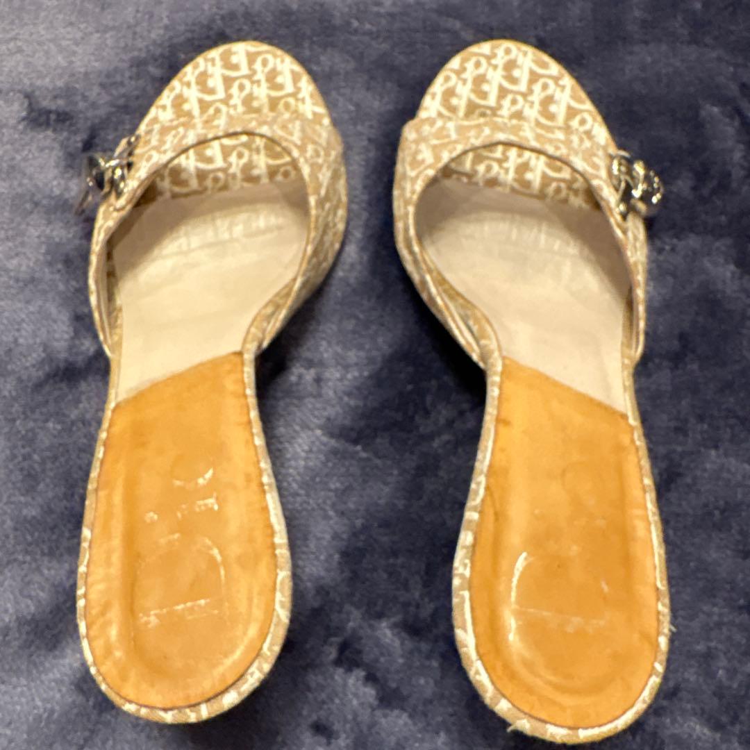 Dior ディオール ミュール 南京錠 鍵 チャーム トロッター 茶色 35.5