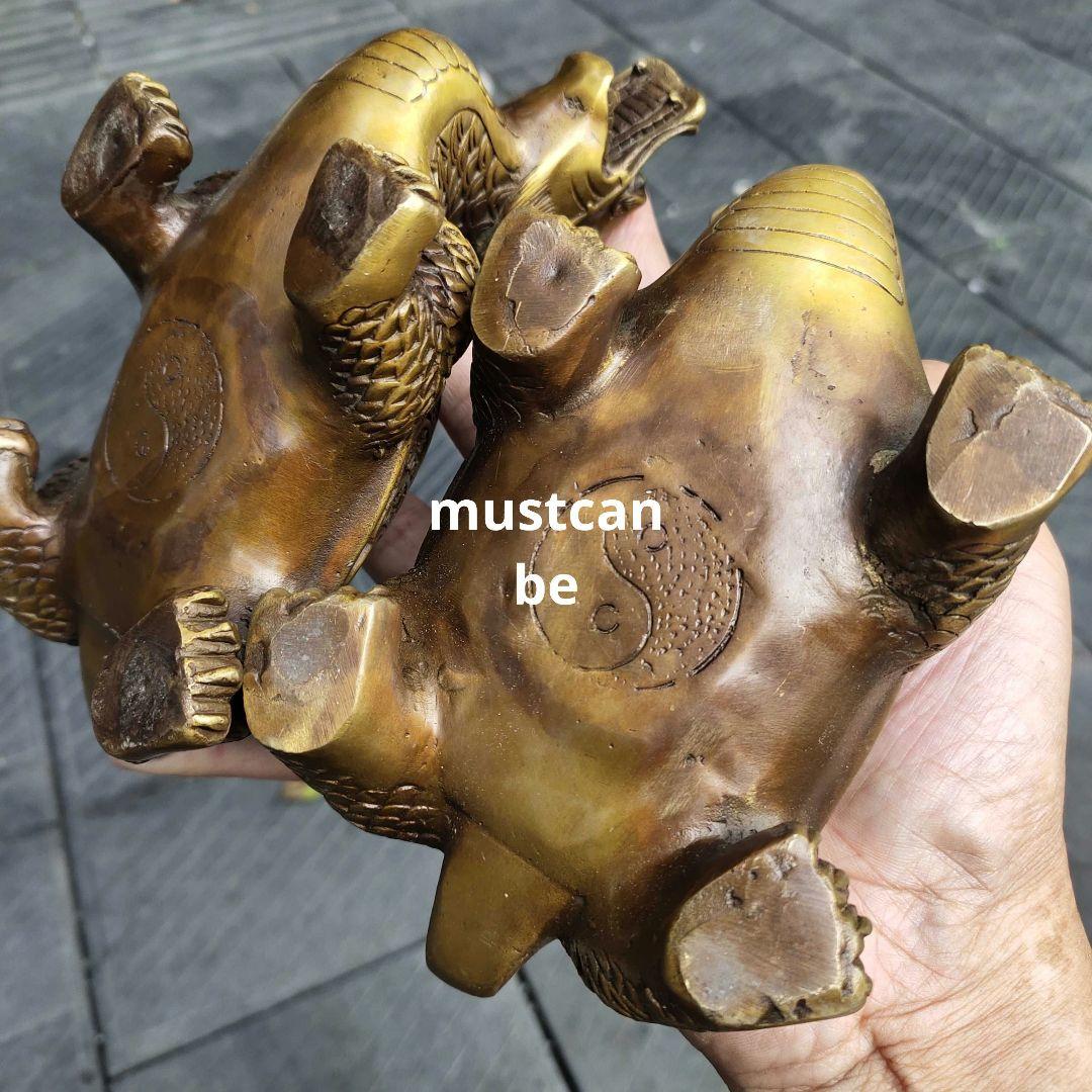 銅製 龍頭亀 八卦銅亀 応接間 書斎 茶室 執務室 開運 風水 辟邪 工芸品置物