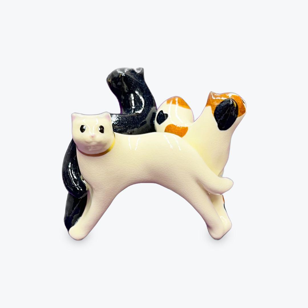 茶道具　三つ猫蓋置　今岡三四郎