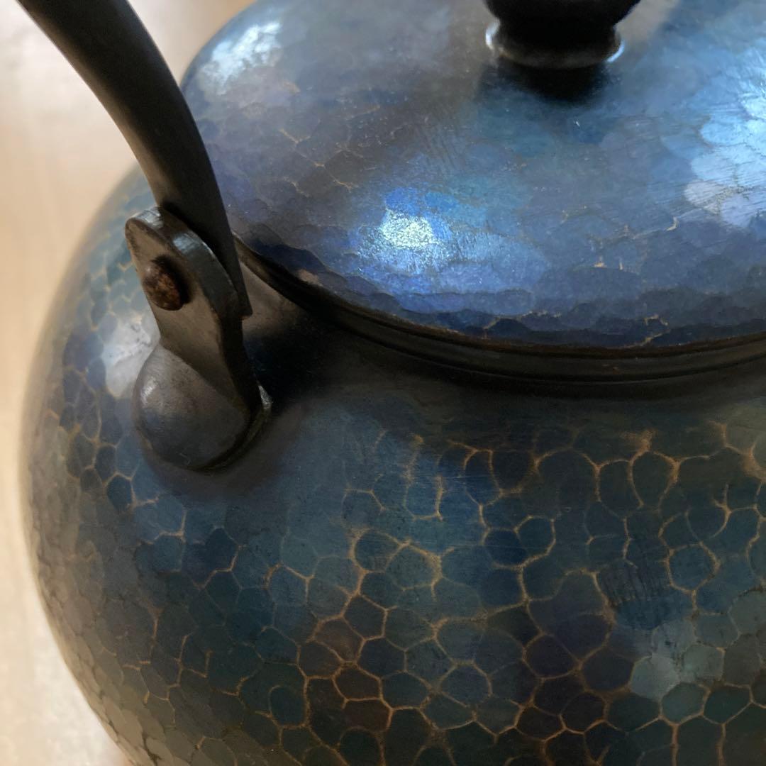 【美品】玉川堂 鎚起銅器 湯沸 紫金色