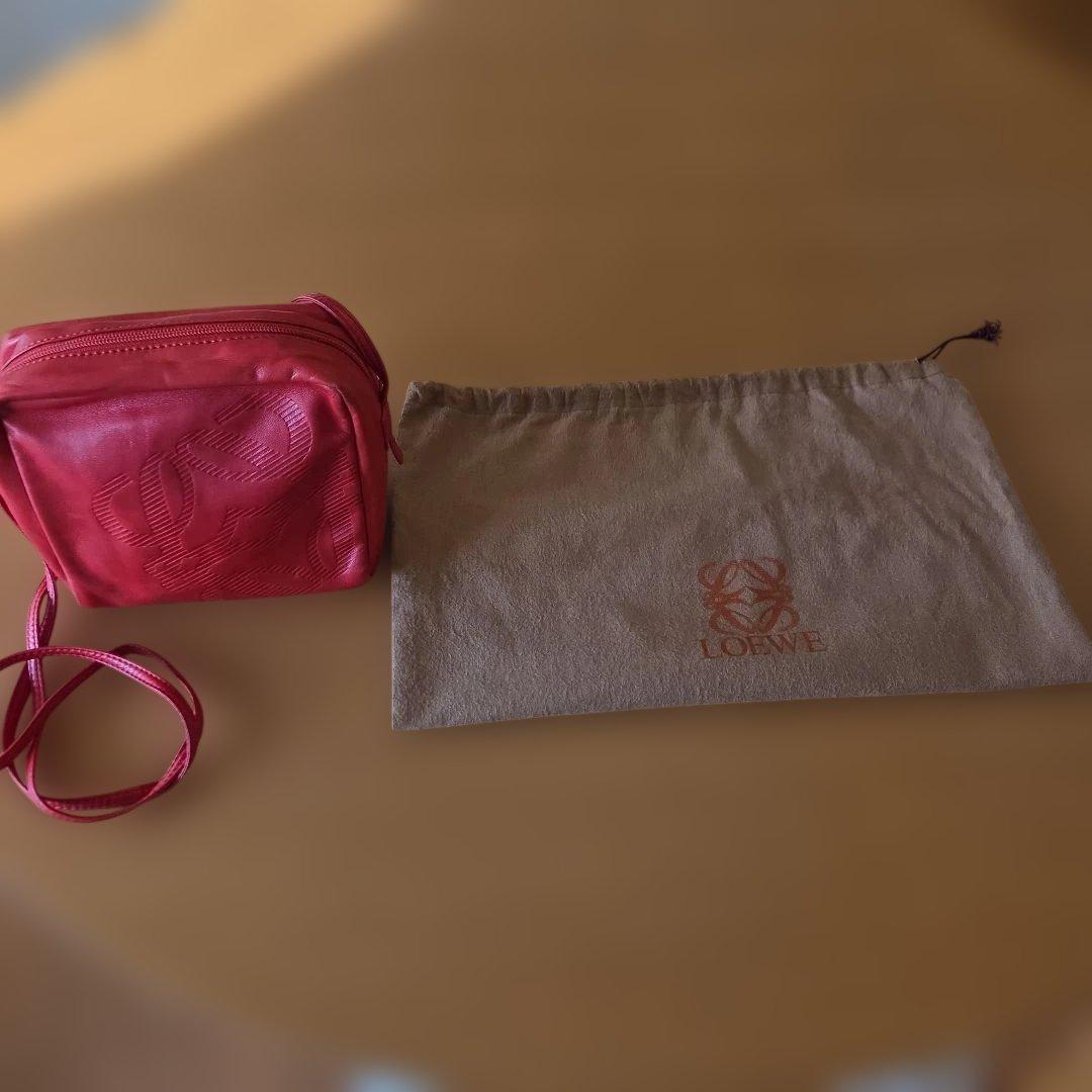 n*8様 オールドLOEWE 　斜め掛け　ナッパレザー　レッド レザー ショルダ