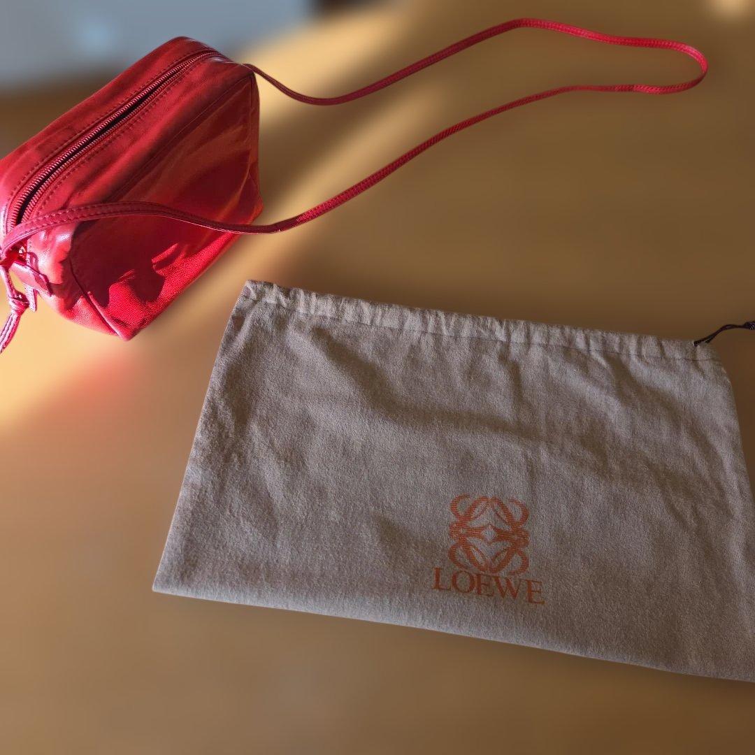 n*8様 オールドLOEWE 　斜め掛け　ナッパレザー　レッド レザー ショルダ