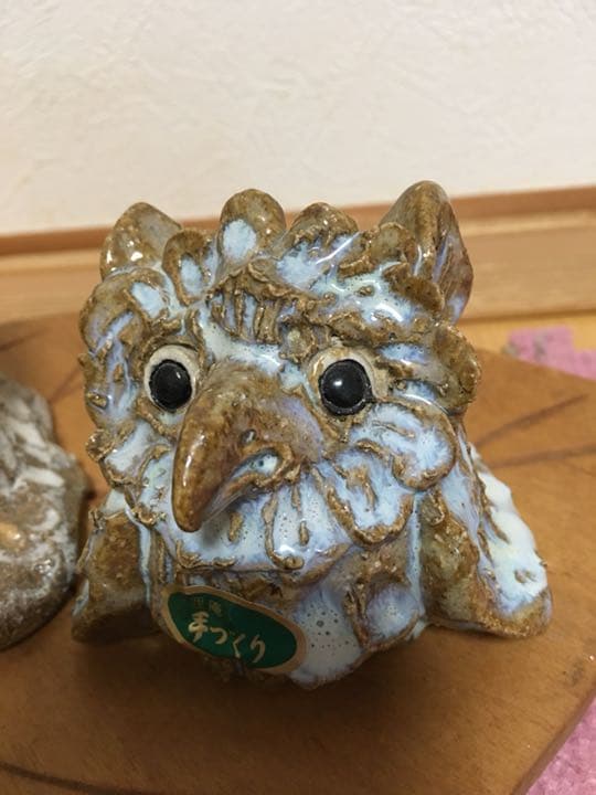 親子のフクロウ 信楽焼 狸庵作家作品 お値下げしました。