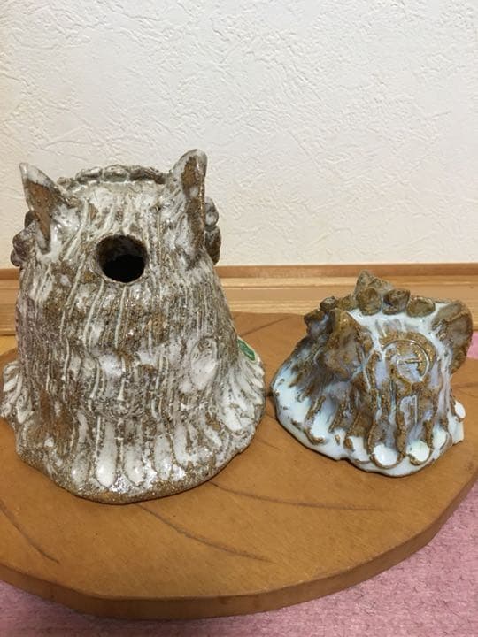 親子のフクロウ 信楽焼 狸庵作家作品 お値下げしました。