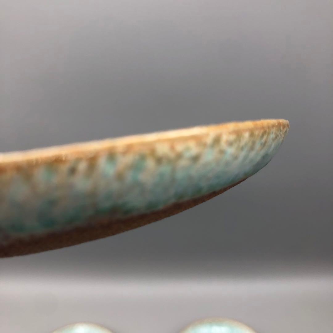 有田焼玉峰窯中尾哲彰銀河釉ブルー瑠璃色釉薬11.5cm布目小皿プレート5枚骨董品