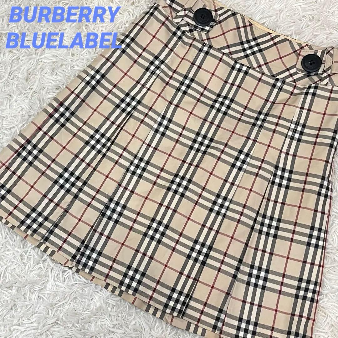 BURBERRY BLUELABELノバチェック　プリーツヒダスカート膝丈ベルト