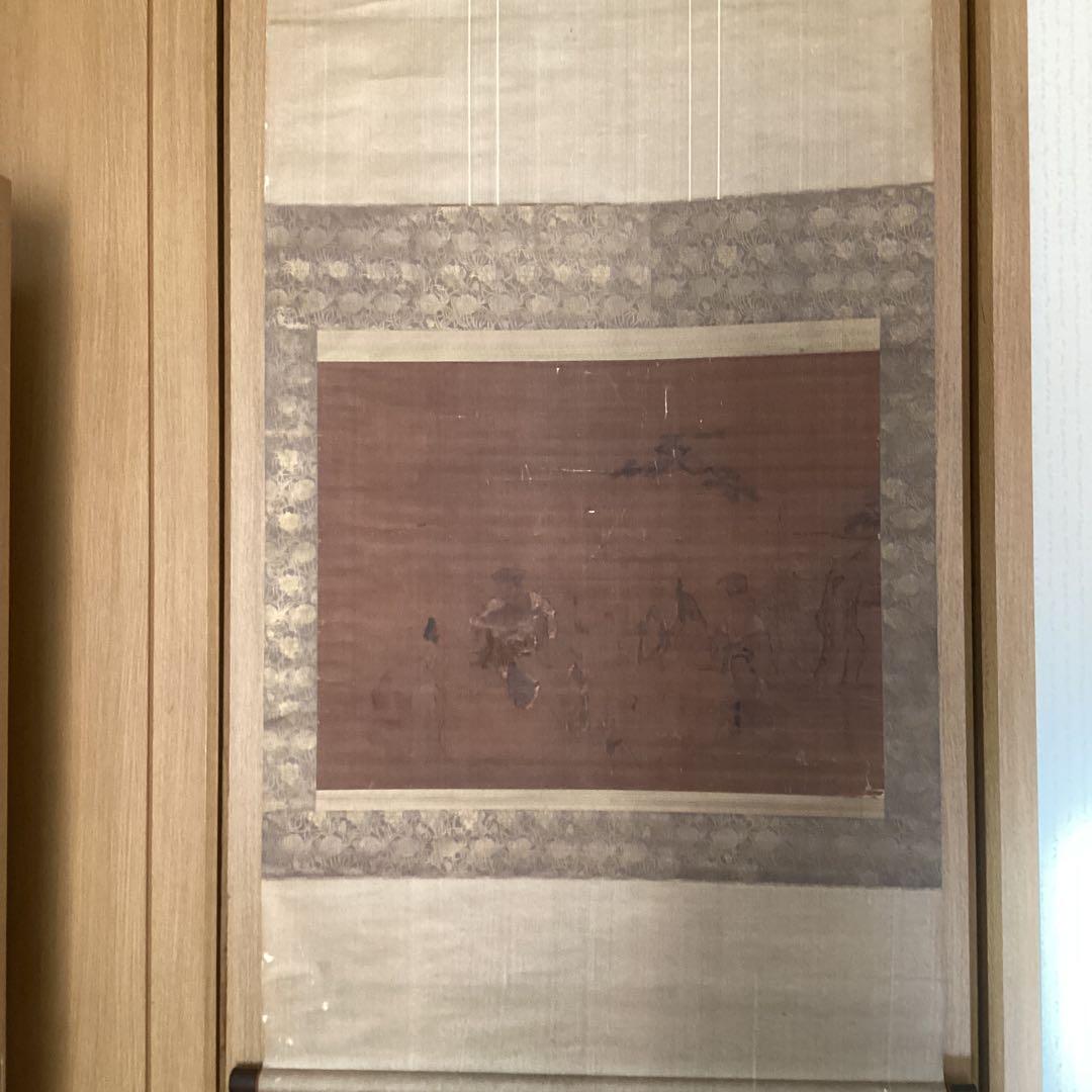 狩野探信　　絹本着色　七福神之図　　軸先木　合箱　掛軸一幅 レアな作品