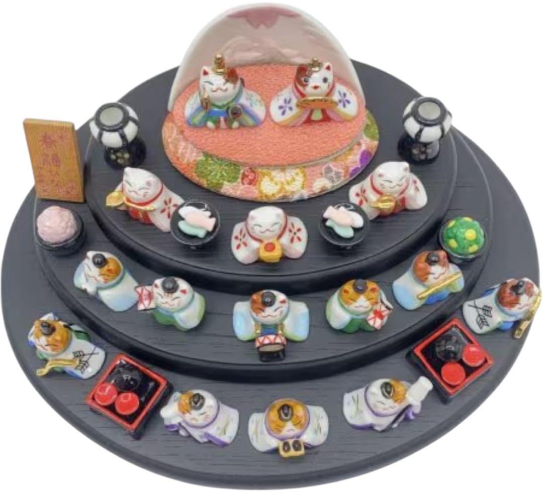 【希少品】道楽堂猫舎本舗 ねこや 春福びな 十五人飾り