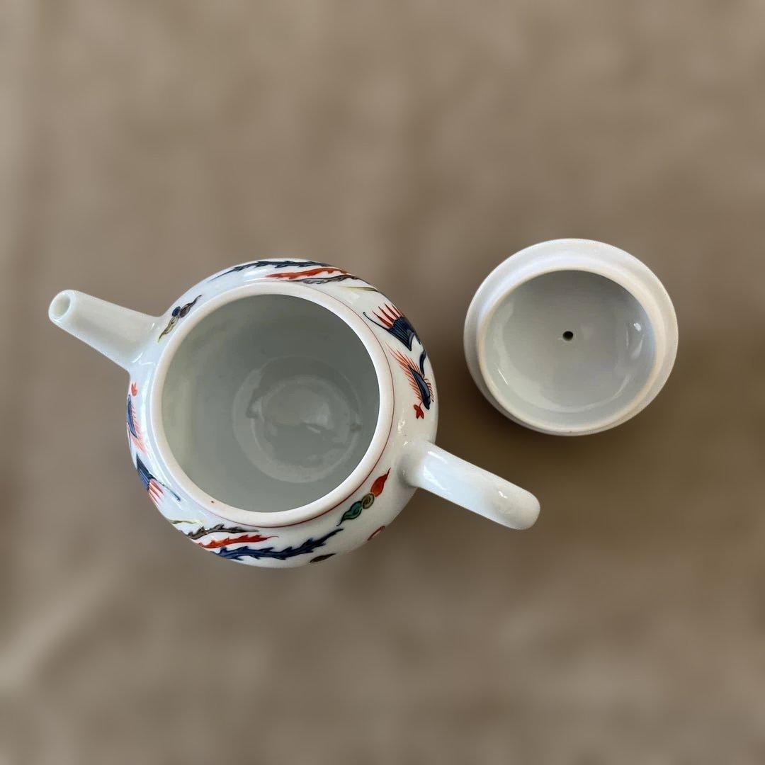 京焼　平安北峯　色彩鳳紋茶注　木箱入り