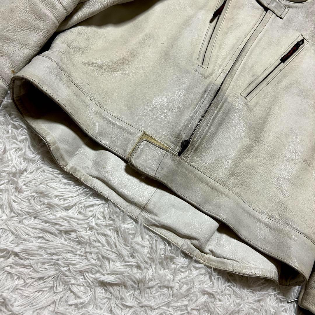 【希少】クシタニ レザージャケット アイボリー パッド シングルライダース