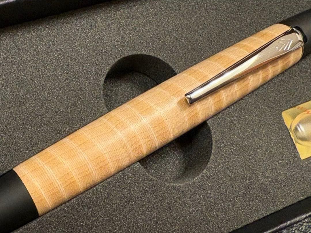 野原工芸 栃縮杢 ロータリー ボールペン シルバー金具 新品・未使用品