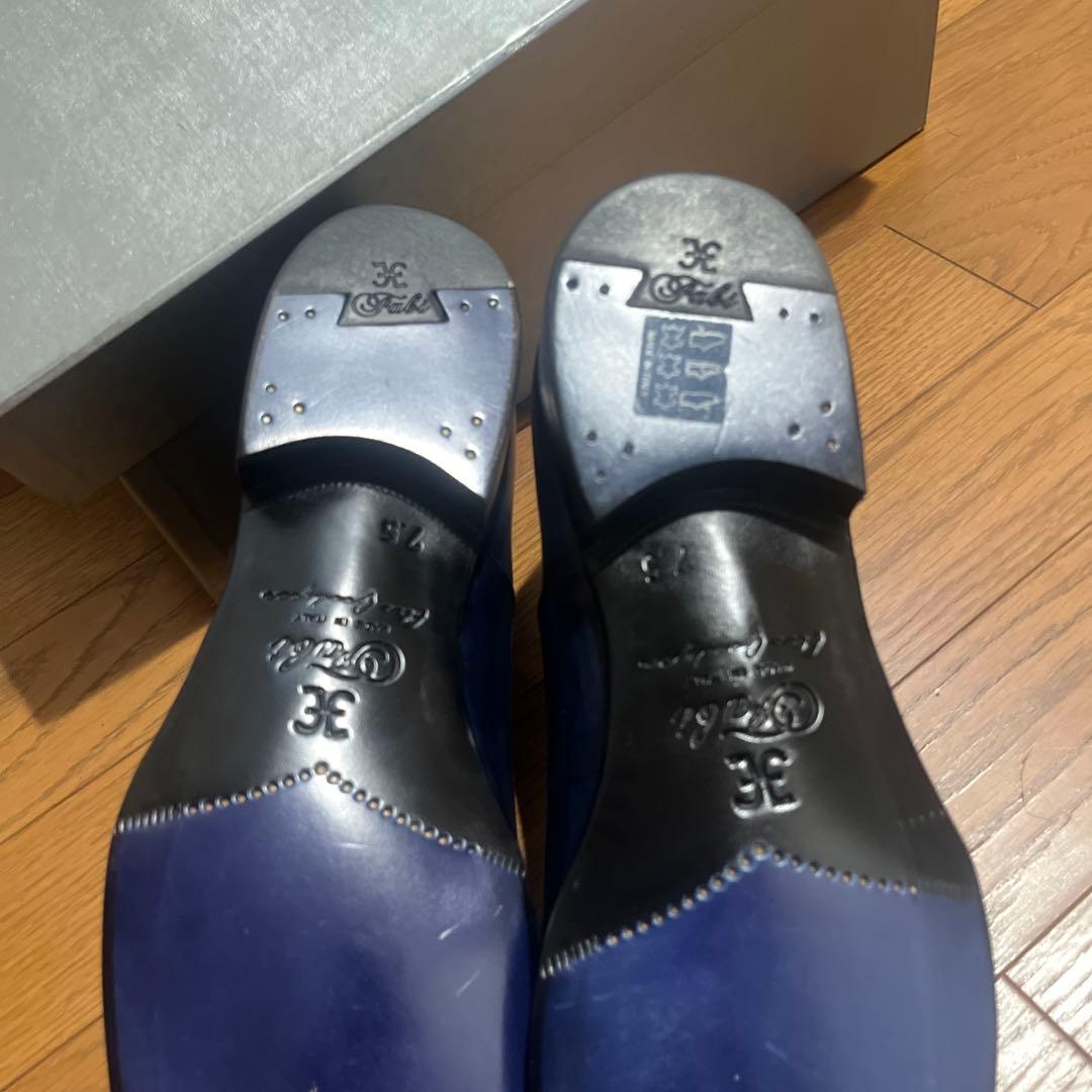 FABI ダークブルー ストレートチップ ビジネスシューズ