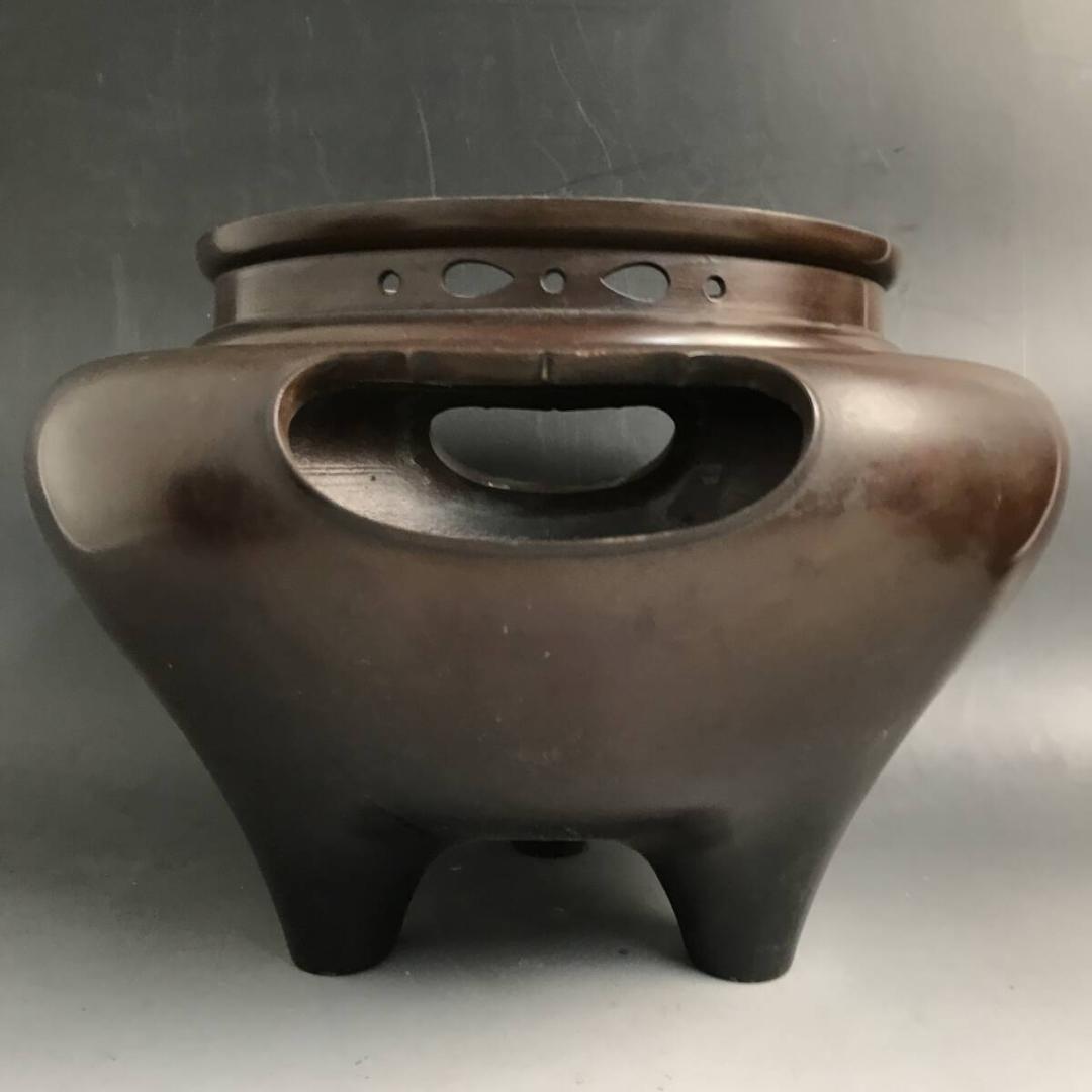 鬼面風炉 風炉師/市ノ瀬宗定 唐銅 鉄釜/銘無し 朝鮮風炉釜 真鍮蓋