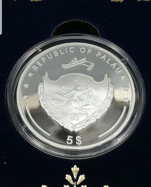 希少 パラオ 純銀貨 天皇皇后両陛下フィリピン御訪問記念 1オンス 5パラオドル