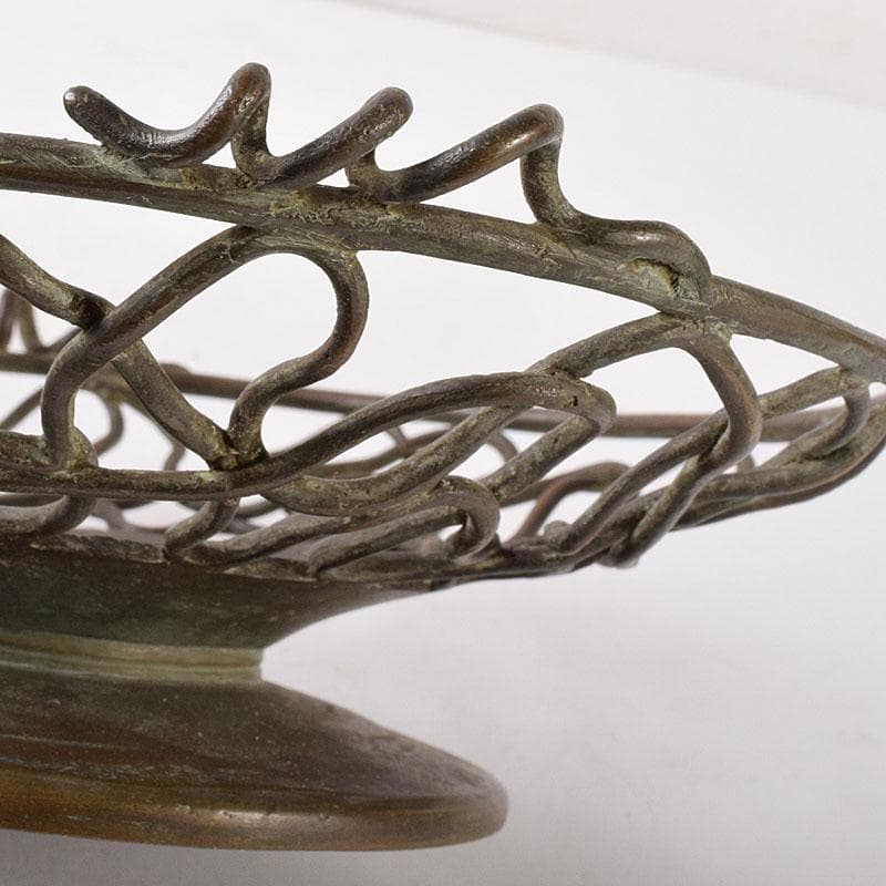 金工師　加茂霊峰造　蝋型鋳銅　果物器　盛器　共箱　M　R8054