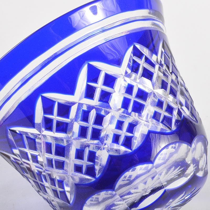 正人作　クリスタルガラス　切子　酒盃　共箱　N　6284