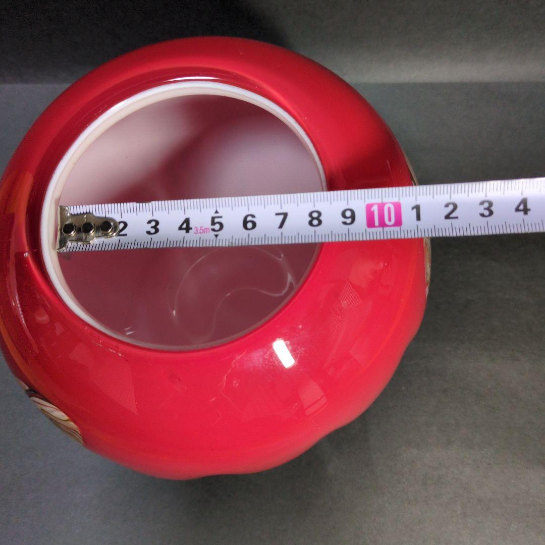 赤いマーブル模様のガラス花瓶　レッド