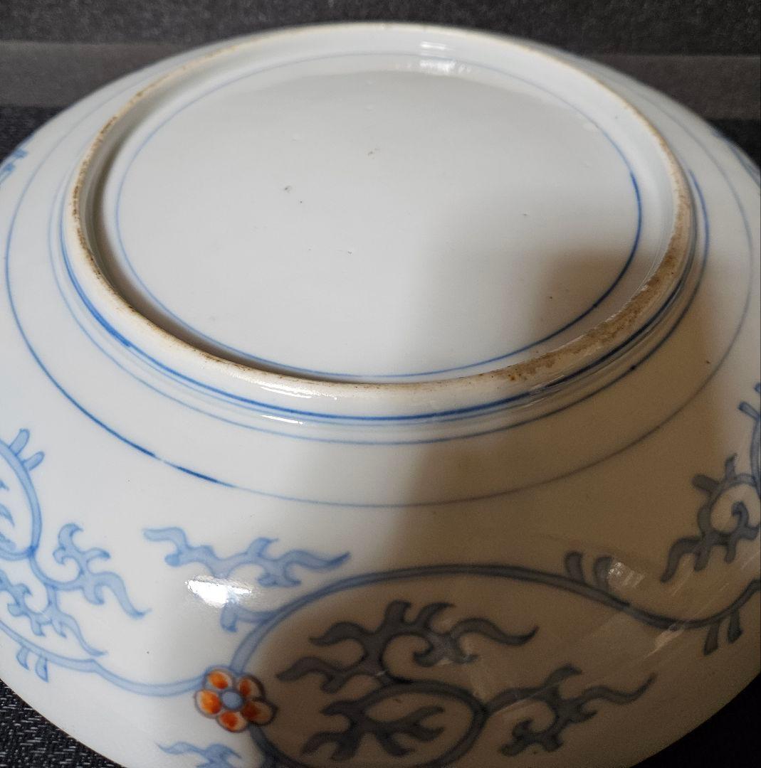 【古伊万里の上作品❗】江戸時代後期　瑠璃呉須　金彩色絵　麒麟に鳳凰に花の図　大皿