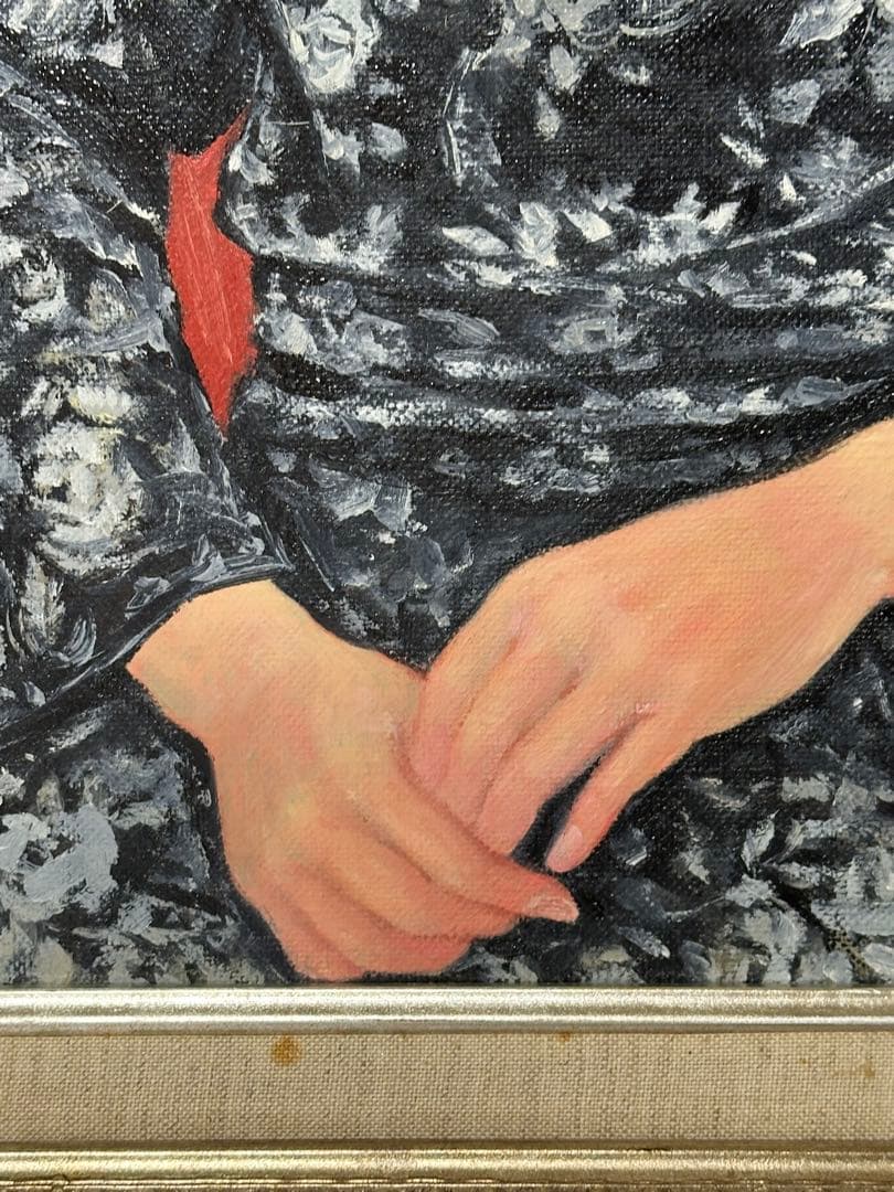 油彩　肉筆　キャンバス画　人物画　女性 美術品　額縁　ア-ト インテリア