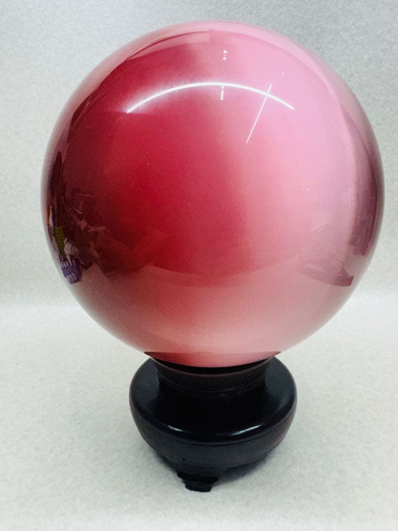 特大 ピンクキャッツアイ クリスタルボール宝石球 20cm 台座付き
