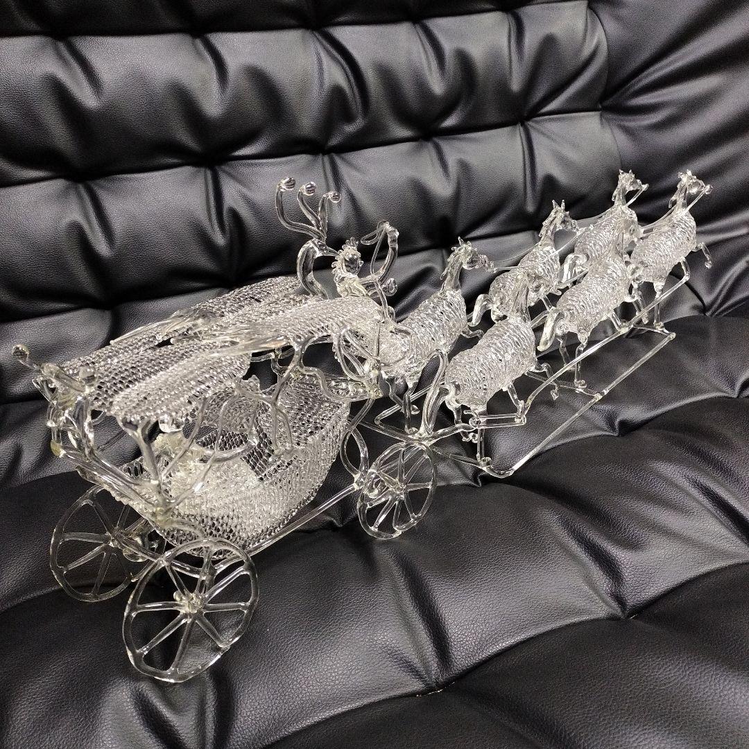 アンティーク 超絶技巧 ガラス細工 馬車 骨董 置物 オブジェ 洋風