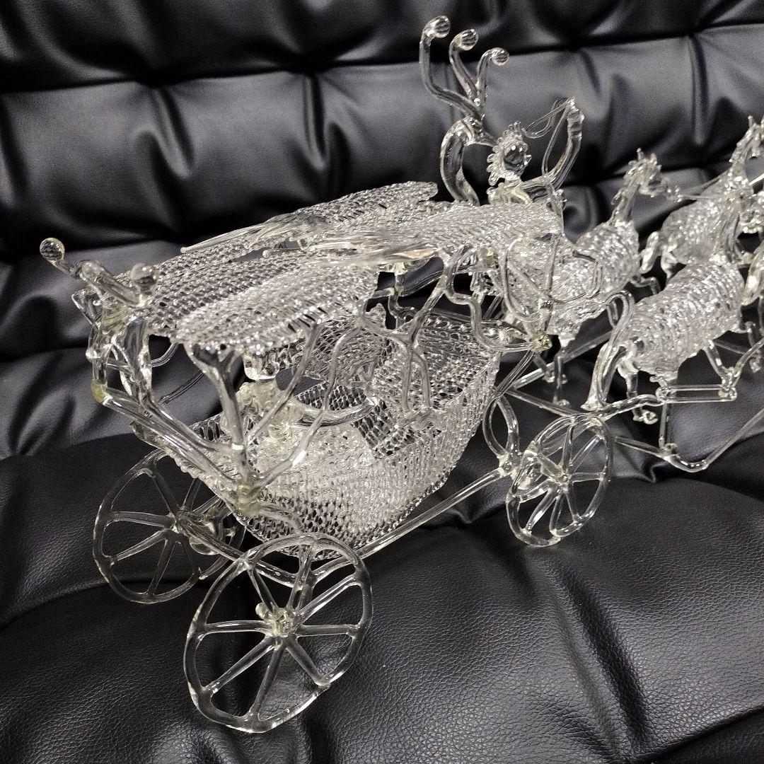 アンティーク 超絶技巧 ガラス細工 馬車 骨董 置物 オブジェ 洋風