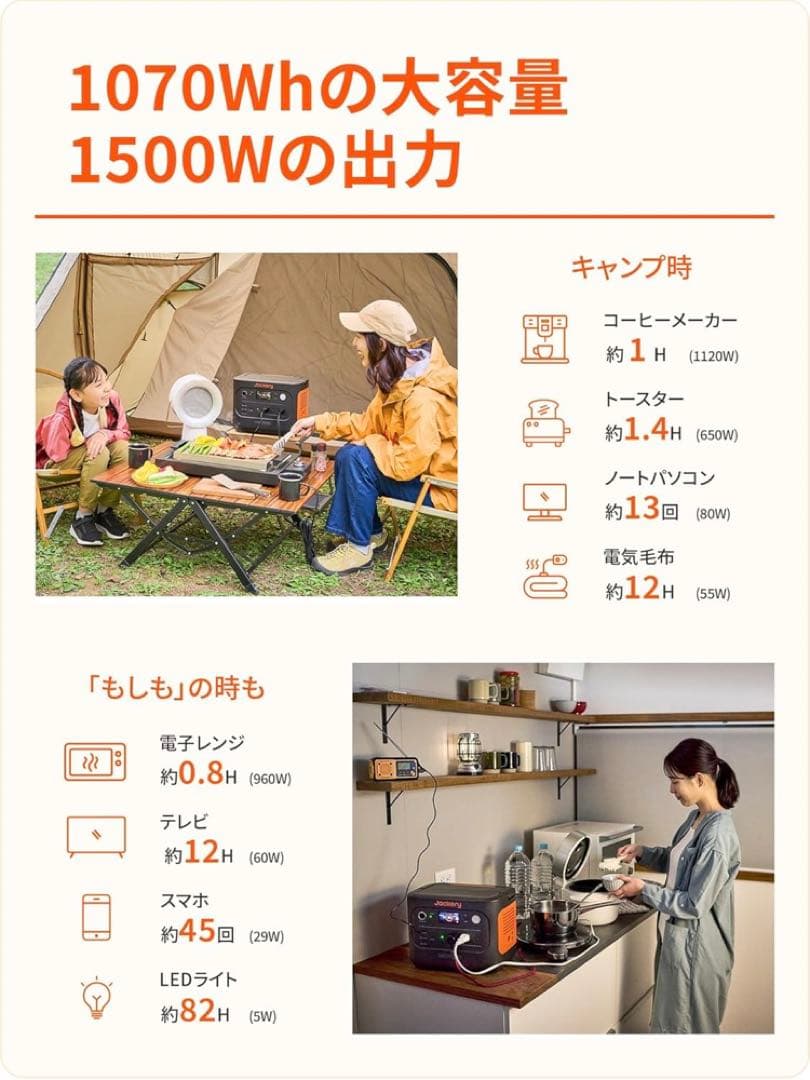 g*e様 Jackery ポータブル電源 1000 New 1070Wh