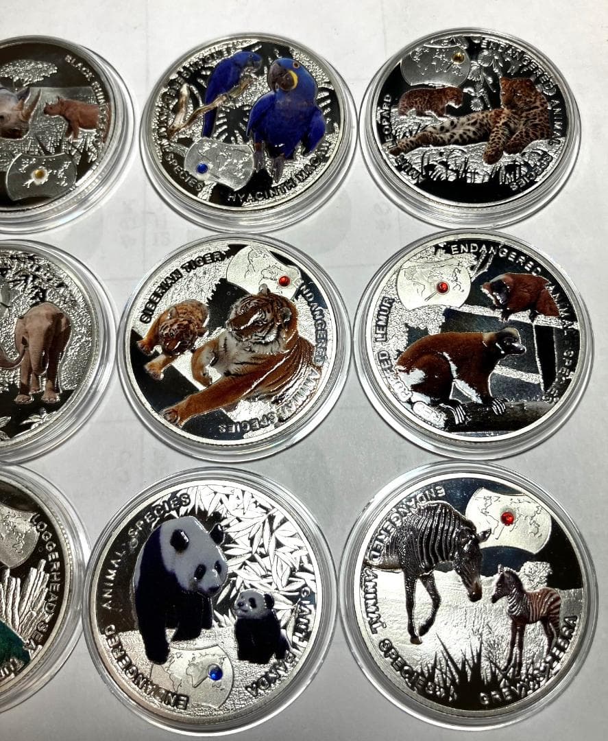 記念硬貨　ザンビア共和国　2014　絶滅危惧種保護　12種コンプリート