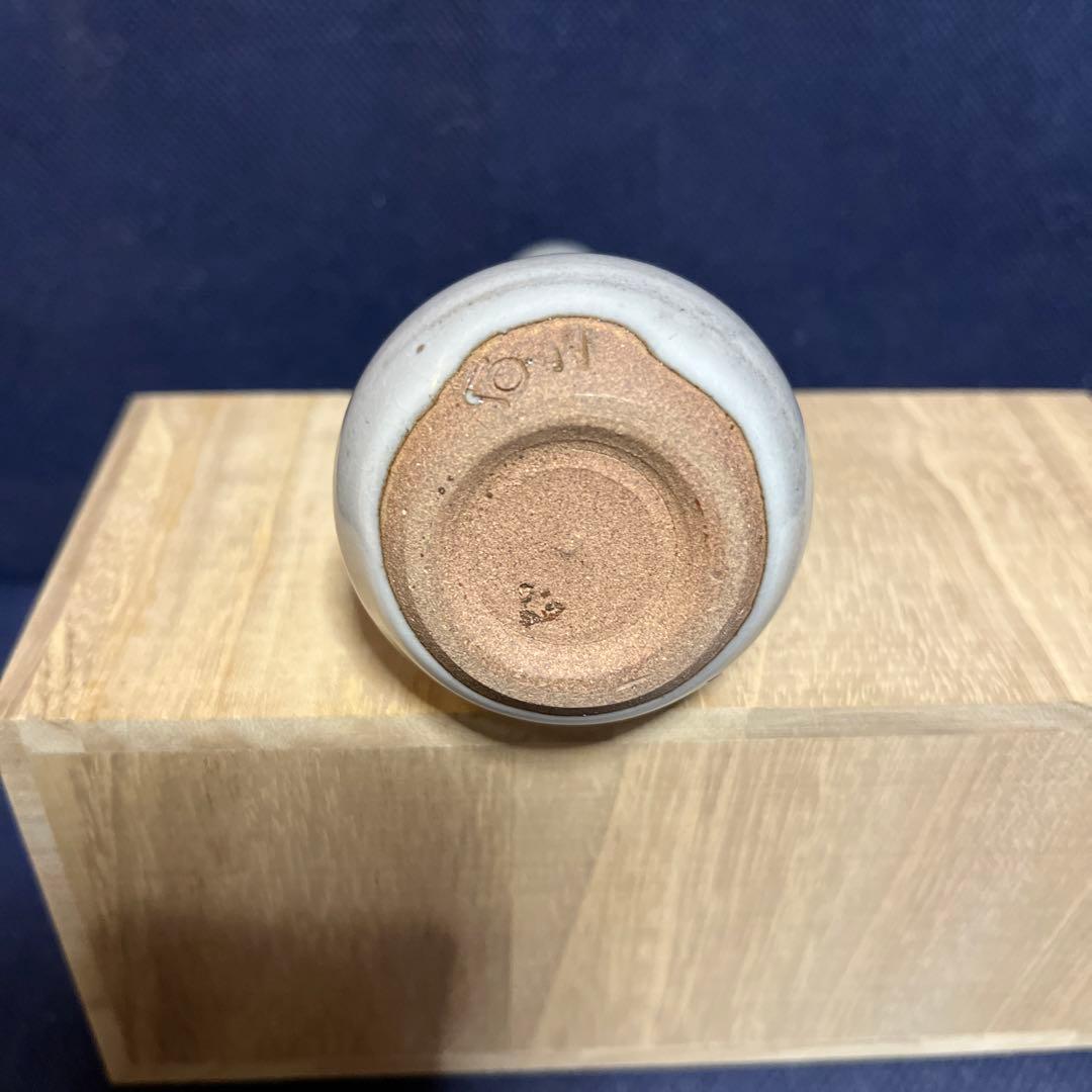 一輪差し／白釉鶴首／梶原二朗作／小石原焼