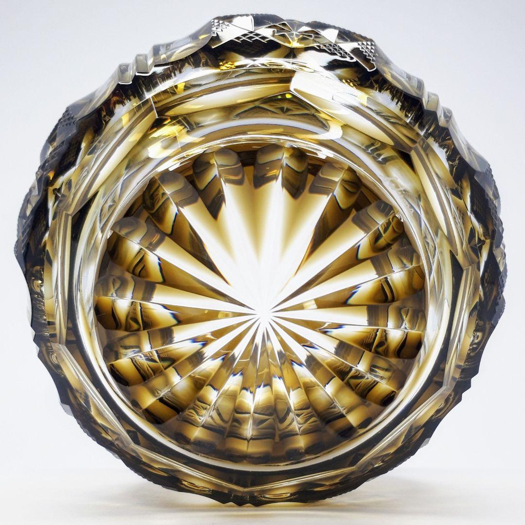 薩摩切子　黄色被せガラス　切子 シュガーポット　【 薩摩びーどろ工芸 】