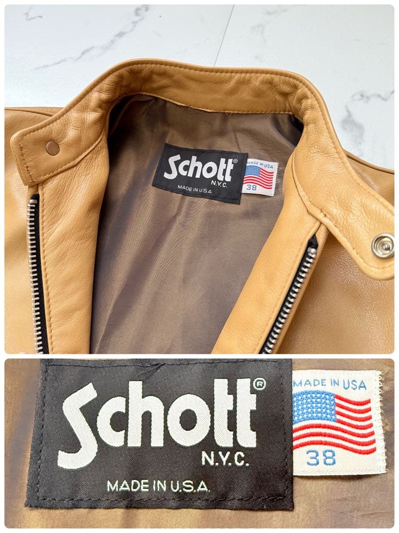 Schott AT877 シングルライダースジャケット 38牛革 USA製