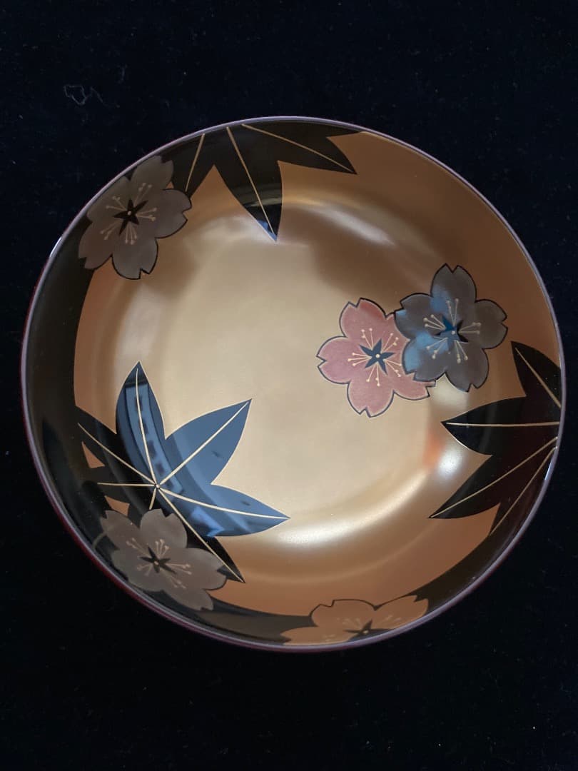 輪島塗「花蒔絵」吸物椀5客 / 曽又真山作 栞、元箱付