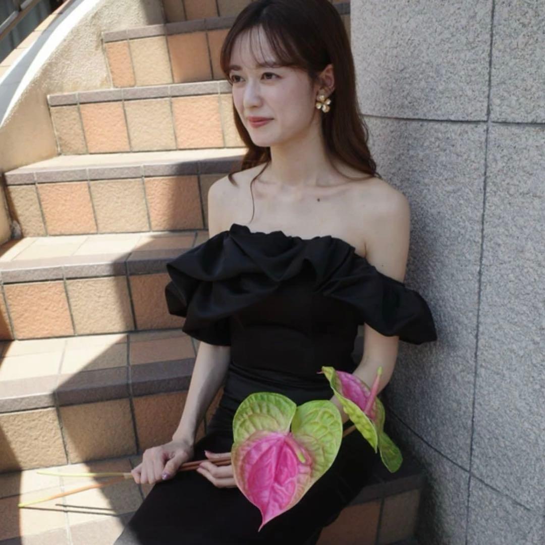 dress production オフショルダーソフトマーメイドドレス W268