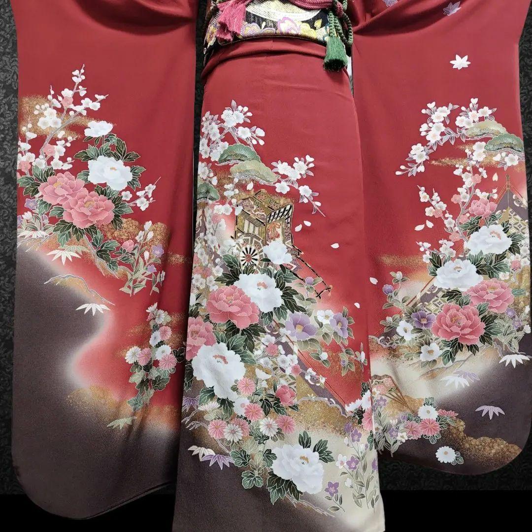 振袖フルセット(6点)・成人式・古典柄・金彩加工・金駒刺繍・胴裏正絹