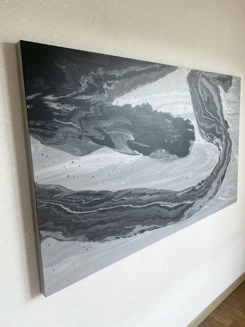 【フロイドアート ポーリングアート 絵】インテリア 美術 アクリル グレー 白黒