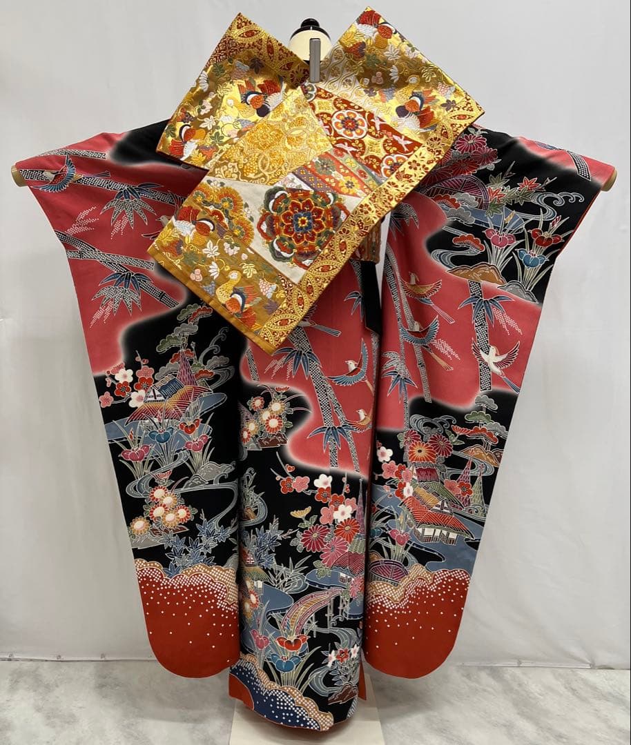 本紅型　振り袖　フルセット　長襦袢付　美品　成人式　帯の名門藤原織物　700